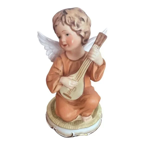 Vtg Gorham Angel’s Serenade Guitar Player Bone China Figurine by Maruri 4.25in T - Picture 1 of 6